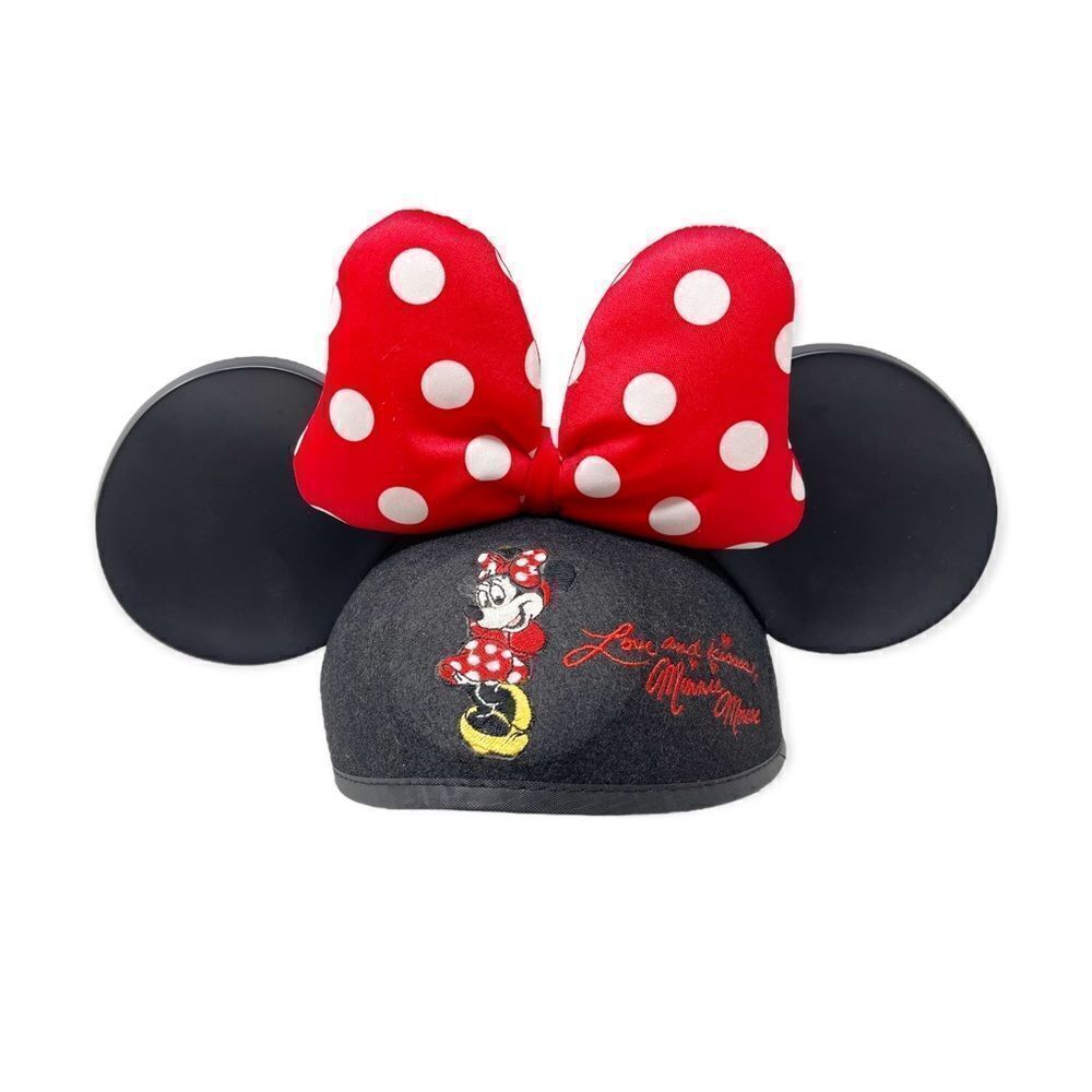 Disney Parks Ears Hat Minnie Mouse Polka Dot Bow Embroidered Signature